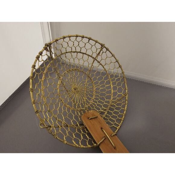 Vintage Large Deep Fry/Wok Cooking Spider Ladle/Strainer/Basket - 14" L x 5" Dia - Picture 3 of 6